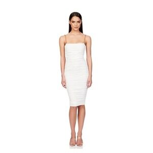 NWT Nookie Ivory Allegra Ruched Midi Dress XS Sold Out On Revolve